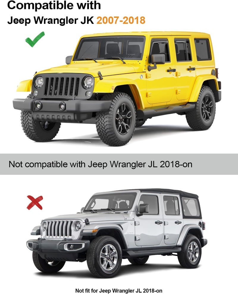 Deejecsun in-Channel Window Rain Guards Fit for Jeep Wrangler JK 2007-2018 Rain Guards Extra Durable Window Deflectors Visors Vent Visors Shades Car Accessories -4 pcs - Image 3